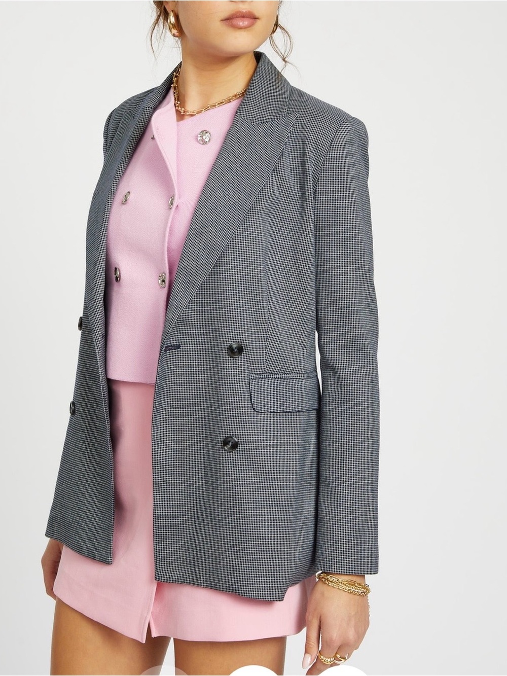 French Mauve Daphne Double Breasted Blazer Size L NWT